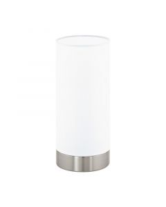 Weiße moderne Tischleuchte Stoff, Abano, mit Touch-Dimmer