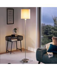 Taupe moderne Stehlampe Stoff, Abano, mit Schalter