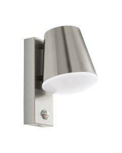 Silberne moderne Außen Wandleuchte mit Bewegungsmelder Edelstahl, Aiden, IP44