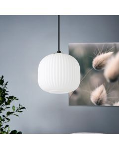 Weiße retro Pendelleuchte Glas, Elvera