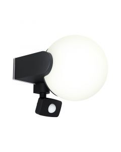 Schwarze moderne Außen Wandleuchte mit Bewegungsmelder Aluminium, Lydia, IP44