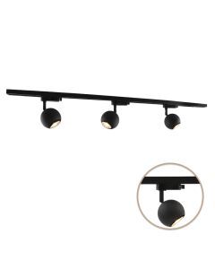 1M schwarzes 1 phase Schienenbeleuchtung System + 3 Alco Strahler