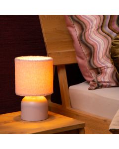 Rosa Tischleuchte Vintage, Woolly, mit Schalter