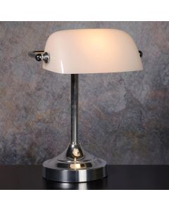 Weiße Schreibtischlampe Antik, Banker, mit Schalter