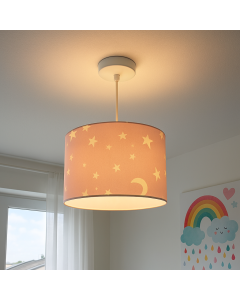 Pink Kinder Pendelleuchte Stars, Stoff