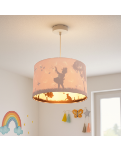 Pink Kinder Pendelleuchte Schmetterling, Stoff