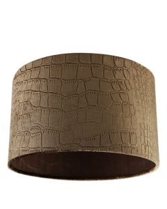 30 cm Samt Lampenschirm Braun Kroko Stoff, Emilius