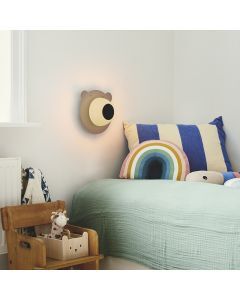 Braune Kinderzimmer Wandleuchte Metall, Brunabear, mit Schalter