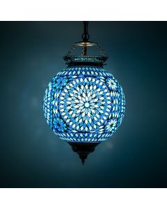 Blaue Mosaik Pendelleuchte Orientalisch, Aziza