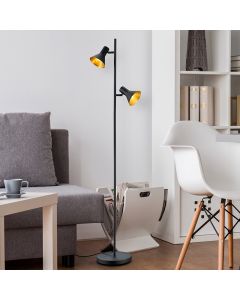 Schwarze Stehlampe Industrial, Verena, mit Schalter