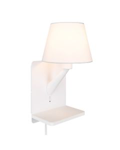 Weiße Wandleuchte Stoff, Tahir, mit Schalter