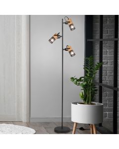 Schwarze Stehlampe Vintage, Jessica, mit Schalter