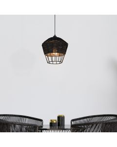 Rattan Pendelleuchte Schwarz, Mirne