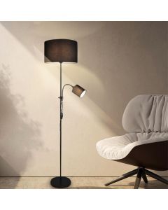 Schwarze Leselampe Stehlampe Modern, Edina, mit Schalter