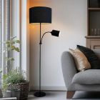 Moderne Leselampe Stehlampe Schwarz, Zev, mit Schalter