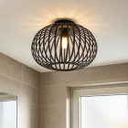 Industrielle Badezimmer Deckenleuchte Schwarz, Lieve, IP44