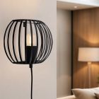 Industrielle Wandleuchte Schwarz, Lieve, mit Schalter