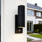 Moderne Außen Wandleuchte mit Bewegungsmelder Schwarz, Pedro, IP44