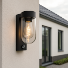 Aluminium Außen Wandleuchte mit Bewegungsmelder Schwarz, Bella, IP44
