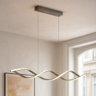 Design Pendelleuchte Silber, Kuno, 45W, 3000K LED, 3-stufig dimmbar