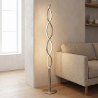Design Stehlampe Silber, Kuno, 36W, 3000K LED, 3-stufig dimmbar