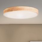 Holz Deckenlampe Modern, Asude, 60W, warm- bis kaltweiß einstellbare LED, mit Fernbedienung