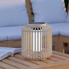 Braune Solar Außen Tischlampe Holz, Hanin, 3,3W, 4000K LED, IP44, mit Schalter