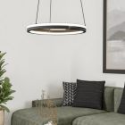 Schwarze moderne Pendelleuchte Kunststoff, Madhvi, 20W, warm- bis kaltweiß einstellbare LED, mit Fernbedienung
