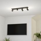 Schwarze moderne Smart Deckenleuchte Aluminium, Mayke, 3,7W, RGBW LED, mit Fernbedienung