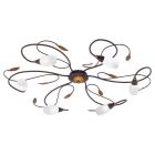 Braune antik Deckenleuchte Glas, Alberto