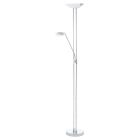 Chrom design Leselampe Stehlampe Glas, Brava, 20W, 3000K LED, mit Schalter