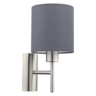 Graue moderne Wandleuchte Stoff, Abano, mit Schalter