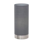 Graue moderne Tischleuchte Stoff, Abano, mit Touch-Dimmer