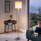Taupe moderne Stehlampe Stoff, Abano, mit Schalter