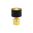 Goldene moderne Tischleuchte Stoff, Elvin, mit Schalter