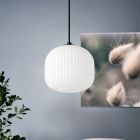 Weiße retro Pendelleuchte Glas, Elvera