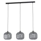 Schwarze retro Pendelleuchte Glas, Elvera