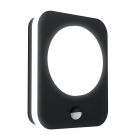 Schwarze moderne Außen Wandleuchte mit Bewegungsmelder Aluminium, Luut, 9W, 3000K LED, IP44