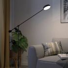 Schwarze moderne Leselampe Stehlampe Aluminium, Thies, 24W, 3000K LED, 3-stufig dimmbar