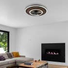 Schwarze design Deckenventilator Metall, Maha, 36W, warm- bis kaltweiß einstellbare LED, mit Fernbedienung