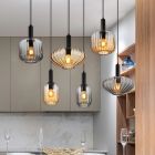 Schwarze Pendelleuchte Esszimmer Rauchglas, Marjolein