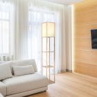 Holz Stehlampe Landhaus, Tessel, mit Zugschalter