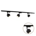 1M schwarzes 1 phase Schienenbeleuchtung System + 3 Alco Strahler