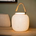 Keramik Tischleuchte Weiß, Safiya, mit Schalter