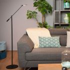 Schwarze Leselampe Stehlampe Modern, Anselmo, 9W, 3000K LED