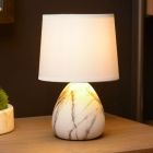 Keramik Tischleuchte Weiß, Marmo, mit Schalter