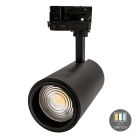 Schwarzer 3-Phasen-LED-Schienenstrahler Rosella, 10W, weißer Schalter, Pro