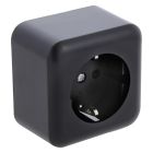 Q-Link oberflächenmontierte Steckdose, 1-fach, mit Kinderschutz und geerdetem Kontakt, schwarz