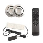 2 schwenkbare Einbaustrahler Terrassenüberdachung Rona, IP44, mit Anschlussset und Fernbedienung, Chrom