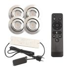 4 schwenkbare Einbaustrahler Terrassenüberdachung Rona, IP44, mit Anschlussset und Fernbedienung, Chrom